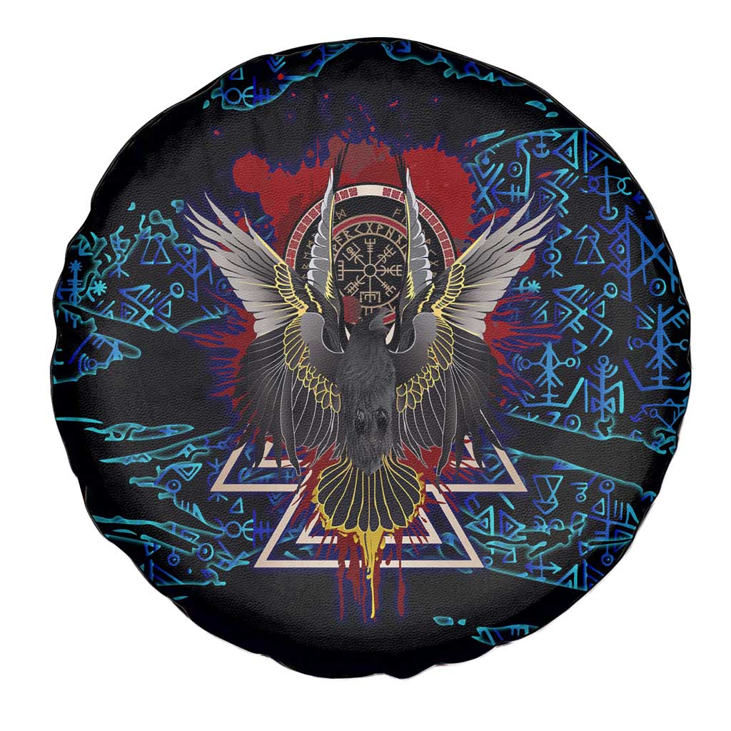 Odin Raven Viking Spare Tire Cover with Valknut and Runes Norse Mythology and Magic Tribute - Wonder Print Shop