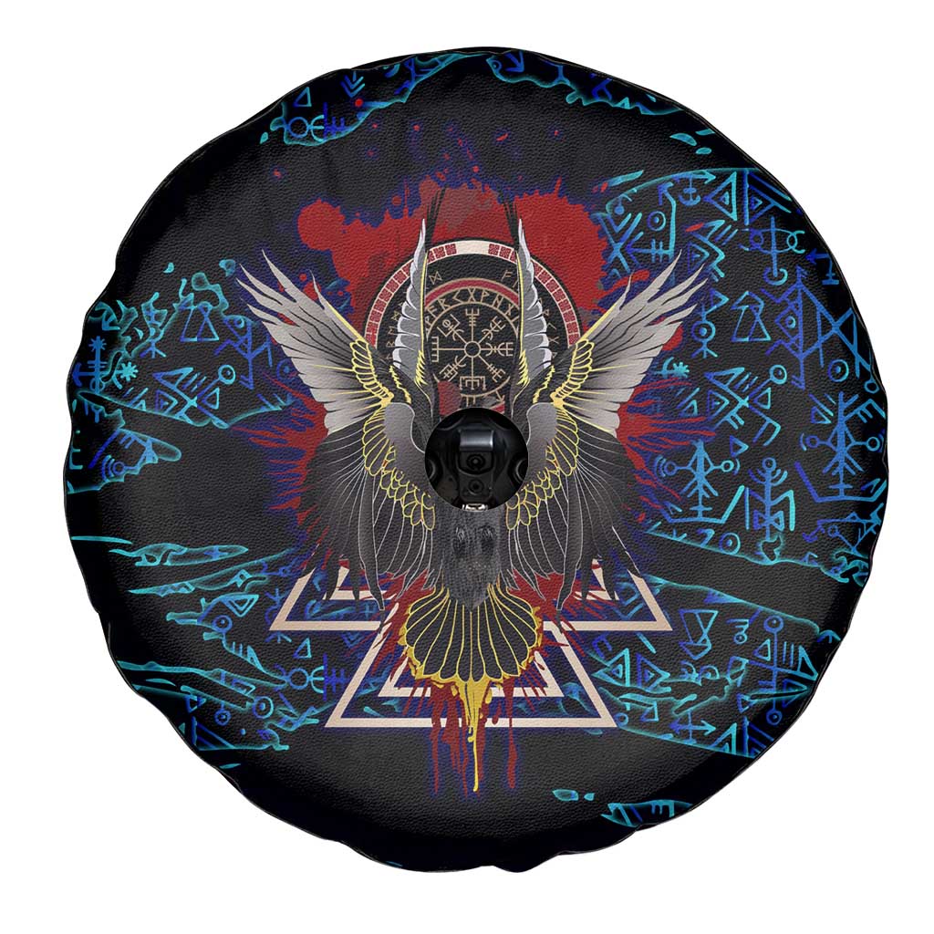 Odin Raven Viking Spare Tire Cover with Valknut and Runes Norse Mythology and Magic Tribute - Wonder Print Shop