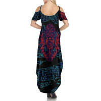 Odin Raven Viking Summer Maxi Dress with Valknut and Runes Norse Mythology and Magic Tribute - Wonder Print Shop