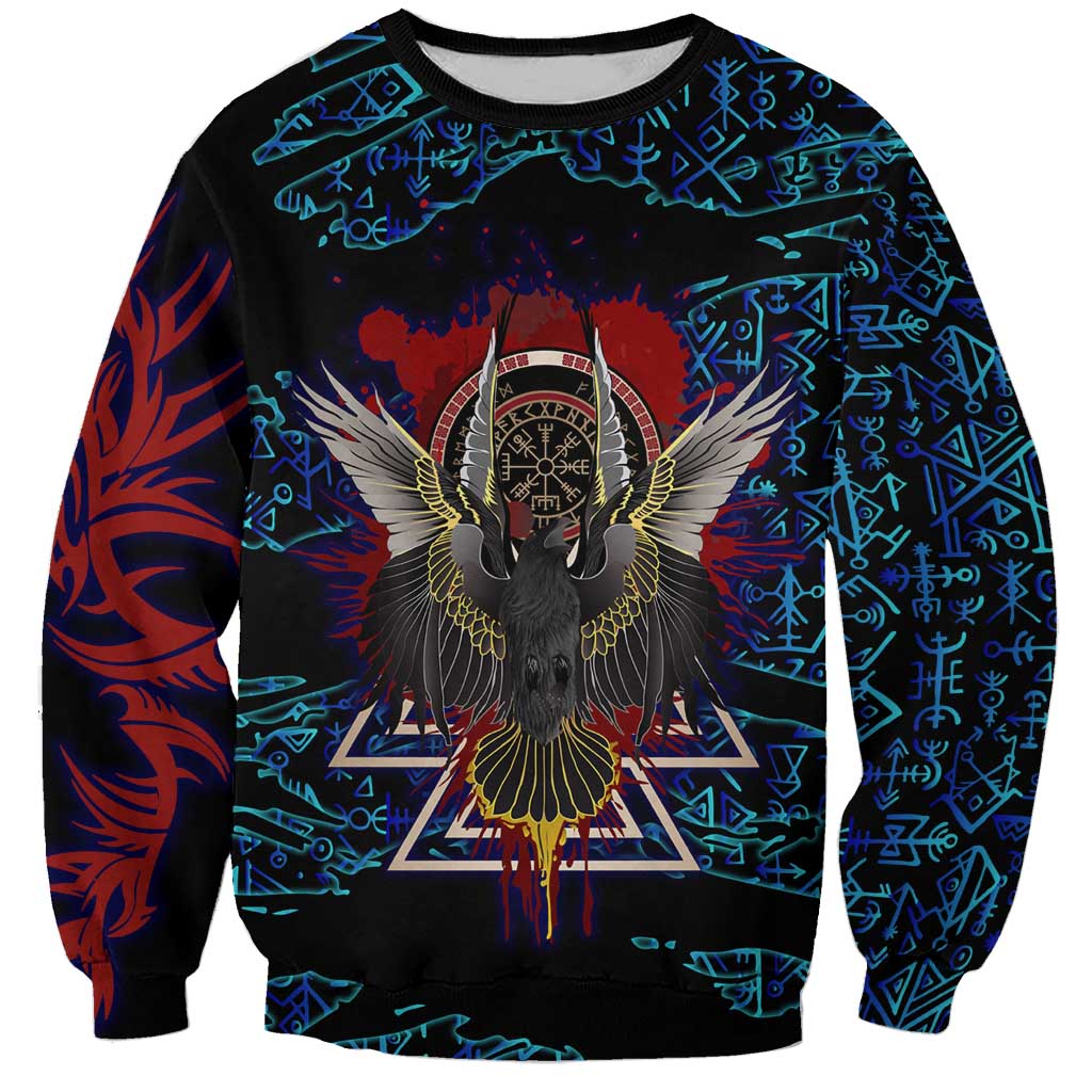 Odin Raven Viking Sweatshirt with Valknut and Runes Norse Mythology and Magic Tribute - Wonder Print Shop
