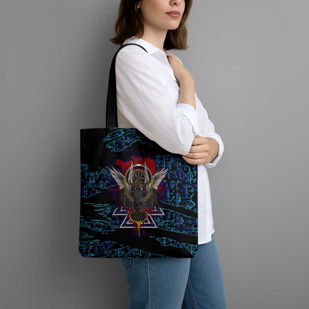 Odin Raven Viking Tote Bag with Valknut and Runes Norse Mythology and Magic Tribute - Wonder Print Shop
