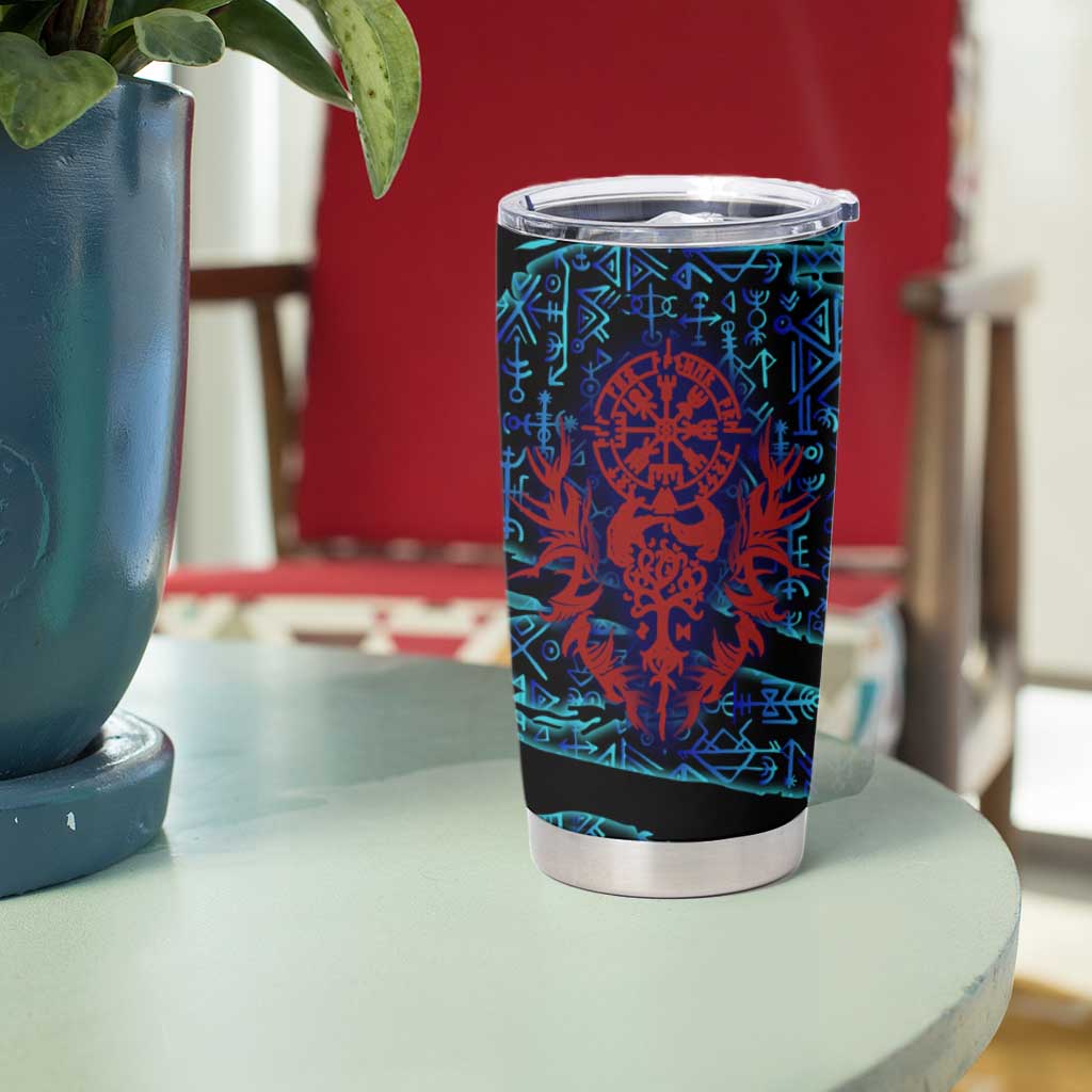 Odin Raven Viking Tumbler Cup with Valknut and Runes Norse Mythology and Magic Tribute - Wonder Print Shop