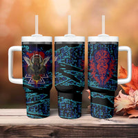 Odin Raven Viking Tumbler With Handle with Valknut and Runes Norse Mythology and Magic Tribute - Wonder Print Shop