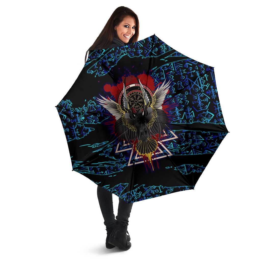 Odin Raven Viking Umbrella with Valknut and Runes Norse Mythology and Magic Tribute - Wonder Print Shop