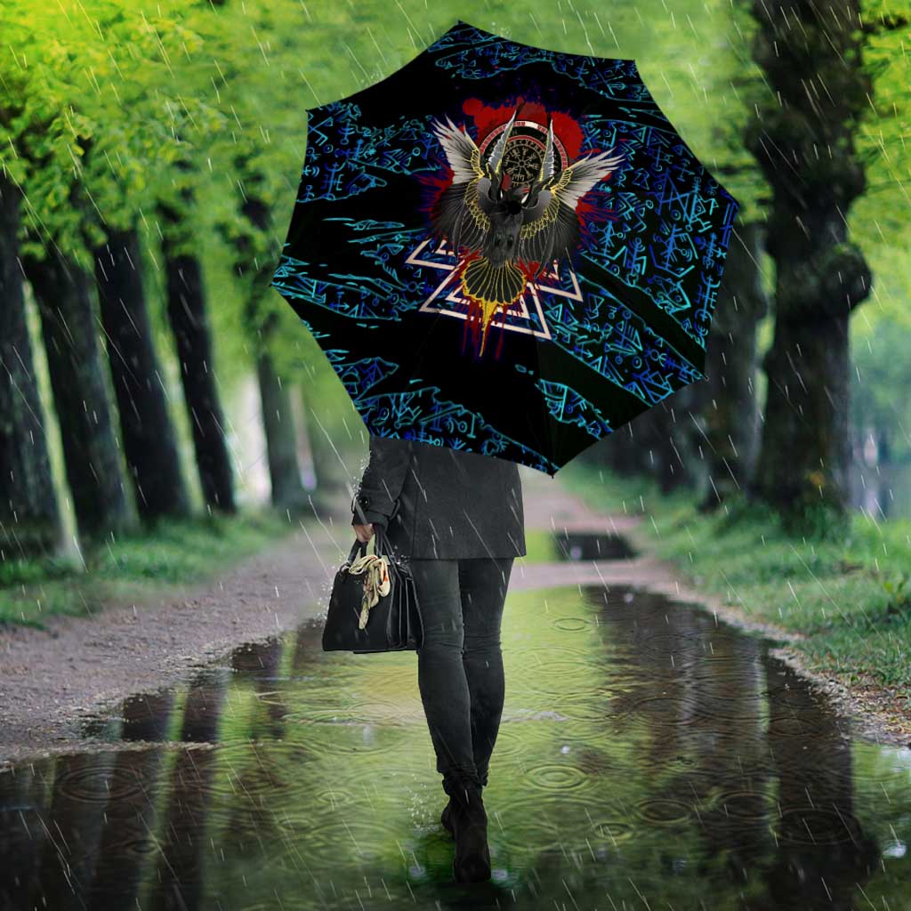 Odin Raven Viking Umbrella with Valknut and Runes Norse Mythology and Magic Tribute - Wonder Print Shop