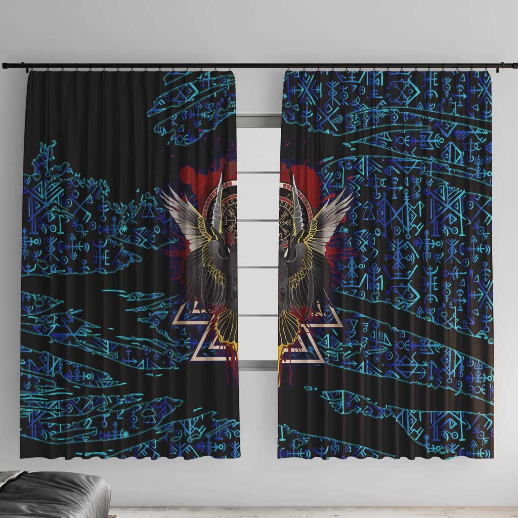 Odin Raven Viking Window Curtain with Valknut and Runes Norse Mythology and Magic Tribute - Wonder Print Shop