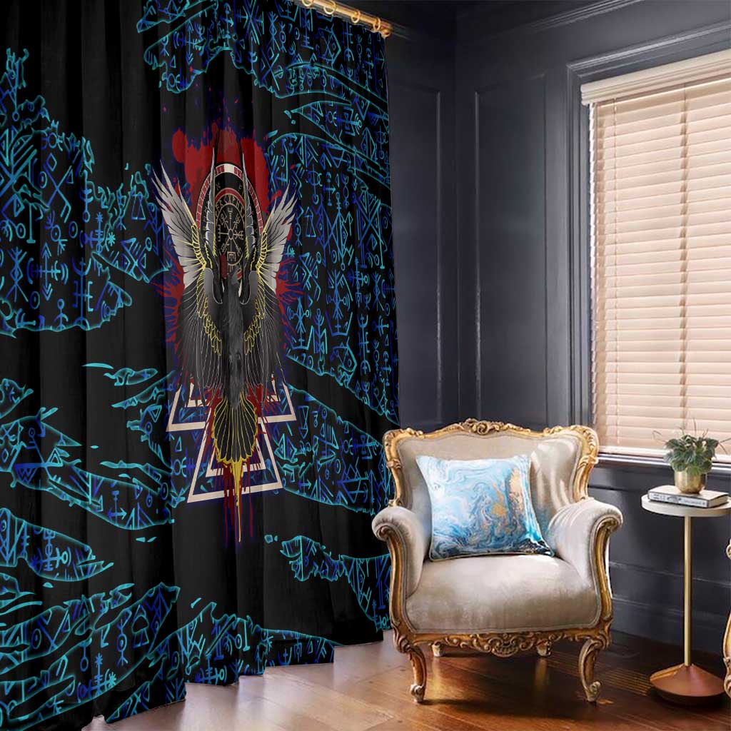 Odin Raven Viking Window Curtain with Valknut and Runes Norse Mythology and Magic Tribute - Wonder Print Shop