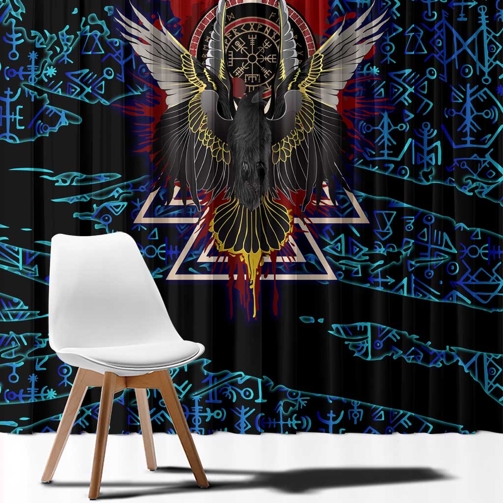 Odin Raven Viking Window Curtain with Valknut and Runes Norse Mythology and Magic Tribute - Wonder Print Shop