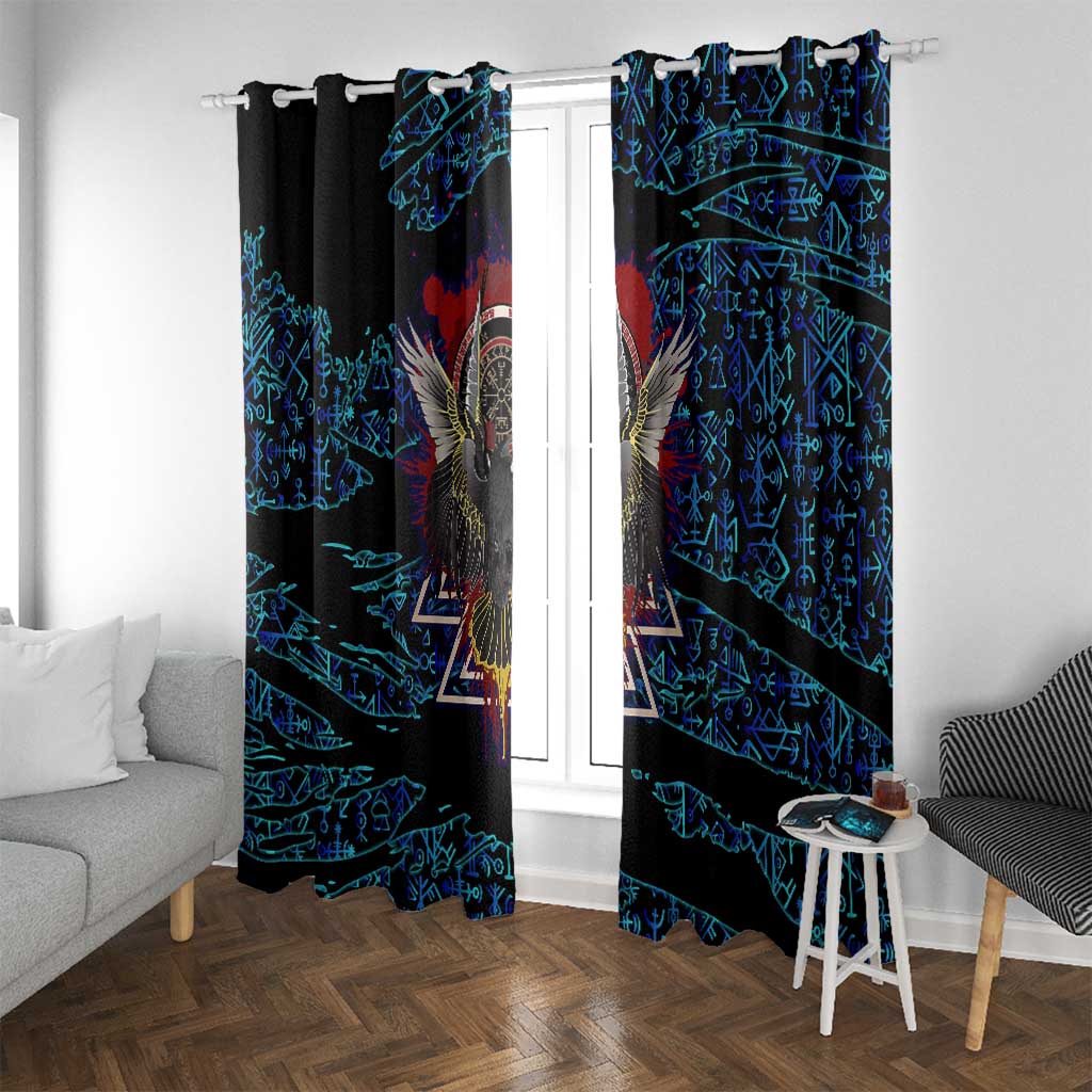 Odin Raven Viking Window Curtain with Valknut and Runes Norse Mythology and Magic Tribute - Wonder Print Shop
