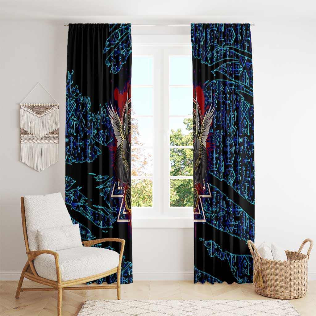 Odin Raven Viking Window Curtain with Valknut and Runes Norse Mythology and Magic Tribute - Wonder Print Shop