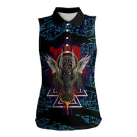 Odin Raven Viking Women Sleeveless Polo Shirt with Valknut and Runes Norse Mythology and Magic Tribute - Wonder Print Shop