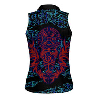 Odin Raven Viking Women Sleeveless Polo Shirt with Valknut and Runes Norse Mythology and Magic Tribute - Wonder Print Shop