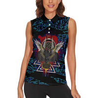 Odin Raven Viking Women Sleeveless Polo Shirt with Valknut and Runes Norse Mythology and Magic Tribute - Wonder Print Shop