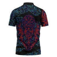 Odin Raven Viking Zipper Polo Shirt with Valknut and Runes Norse Mythology and Magic Tribute - Wonder Print Shop