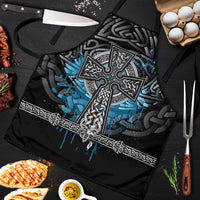 Thor Hammer Viking Apron with Celtic Knots and Blue Splatter Norse Heritage Tribute - Wonder Print Shop