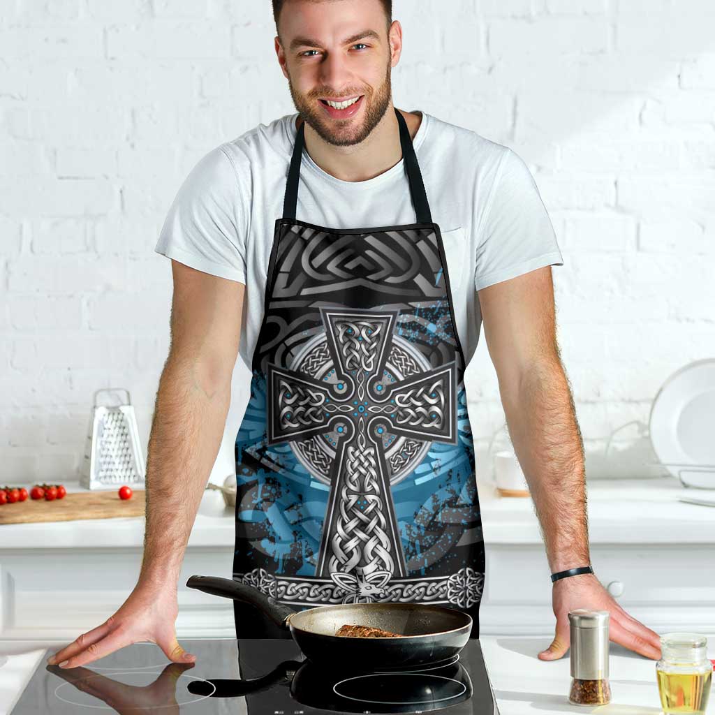 Thor Hammer Viking Apron with Celtic Knots and Blue Splatter Norse Heritage Tribute - Wonder Print Shop