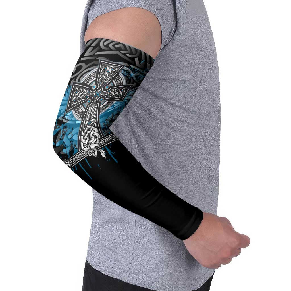 Thor Hammer Viking Arm Sleeves with Celtic Knots and Blue Splatter Norse Heritage Tribute - Wonder Print Shop