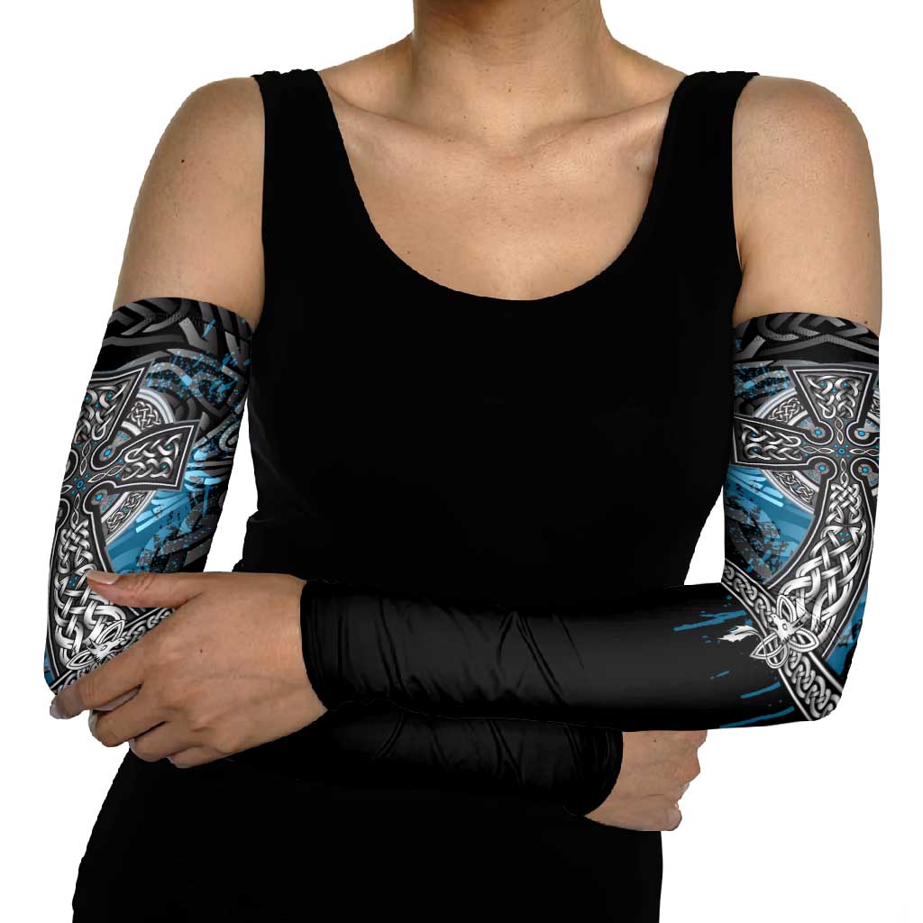Thor Hammer Viking Arm Sleeves with Celtic Knots and Blue Splatter Norse Heritage Tribute - Wonder Print Shop