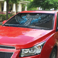 Thor Hammer Viking Auto Sun Shade with Celtic Knots and Blue Splatter Norse Heritage Tribute - Wonder Print Shop