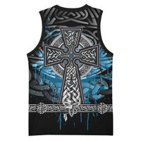 Thor Hammer Viking Basketball Jersey with Celtic Knots and Blue Splatter Norse Heritage Tribute - Wonder Print Shop