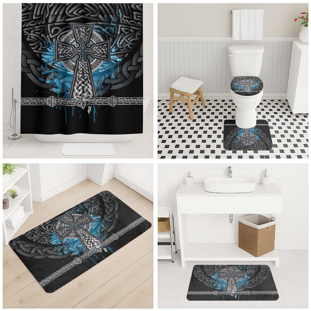 Thor Hammer Viking Bathroom Set with Celtic Knots and Blue Splatter Norse Heritage Tribute - Wonder Print Shop