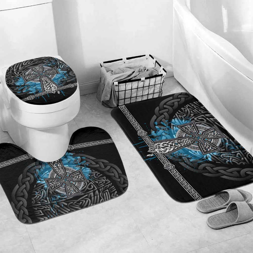 Thor Hammer Viking Bathroom Set with Celtic Knots and Blue Splatter Norse Heritage Tribute - Wonder Print Shop