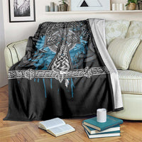 Thor Hammer Viking Blanket with Celtic Knots and Blue Splatter Norse Heritage Tribute - Wonder Print Shop