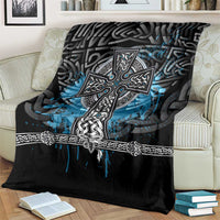 Thor Hammer Viking Blanket with Celtic Knots and Blue Splatter Norse Heritage Tribute - Wonder Print Shop