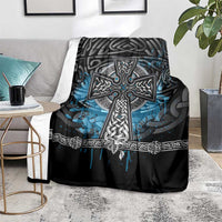 Thor Hammer Viking Blanket with Celtic Knots and Blue Splatter Norse Heritage Tribute - Wonder Print Shop