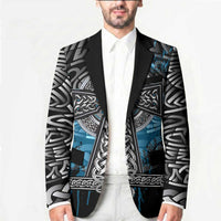Thor Hammer Viking Blazer with Celtic Knots and Blue Splatter Norse Heritage Tribute - Wonder Print Shop