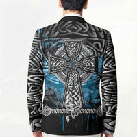 Thor Hammer Viking Blazer with Celtic Knots and Blue Splatter Norse Heritage Tribute - Wonder Print Shop