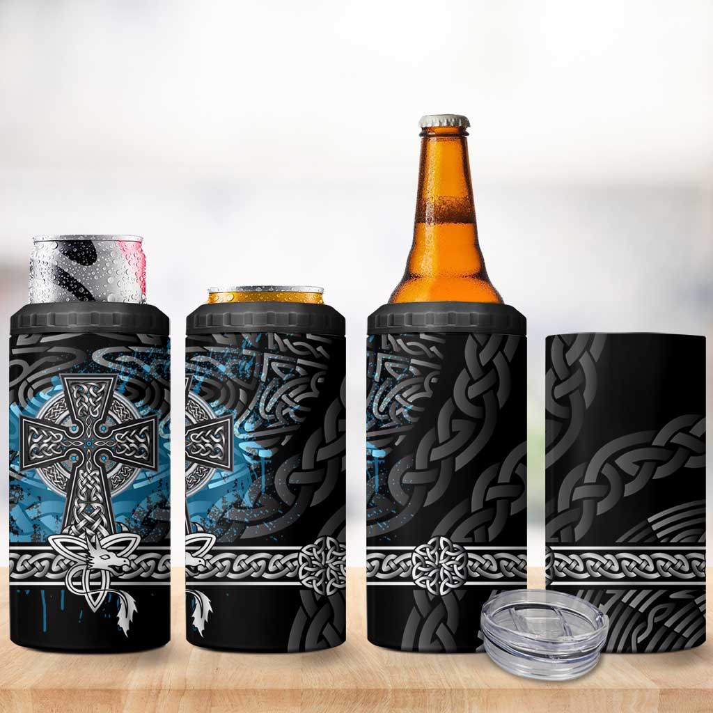 Thor Hammer Viking 4 in 1 Can Cooler Tumbler with Celtic Knots and Blue Splatter Norse Heritage Tribute - Wonder Print Shop