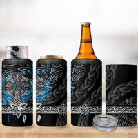 Thor Hammer Viking 4 in 1 Can Cooler Tumbler with Celtic Knots and Blue Splatter Norse Heritage Tribute - Wonder Print Shop