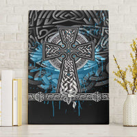 Thor Hammer Viking Canvas Wall Art with Celtic Knots and Blue Splatter Norse Heritage Tribute - Wonder Print Shop