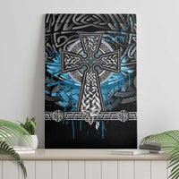 Thor Hammer Viking Canvas Wall Art with Celtic Knots and Blue Splatter Norse Heritage Tribute - Wonder Print Shop