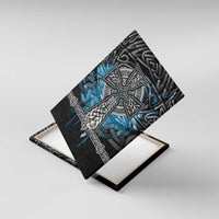 Thor Hammer Viking Canvas Wall Art with Celtic Knots and Blue Splatter Norse Heritage Tribute - Wonder Print Shop