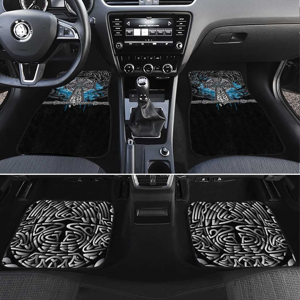 Thor Hammer Viking Car Mats with Celtic Knots and Blue Splatter Norse Heritage Tribute - Wonder Print Shop