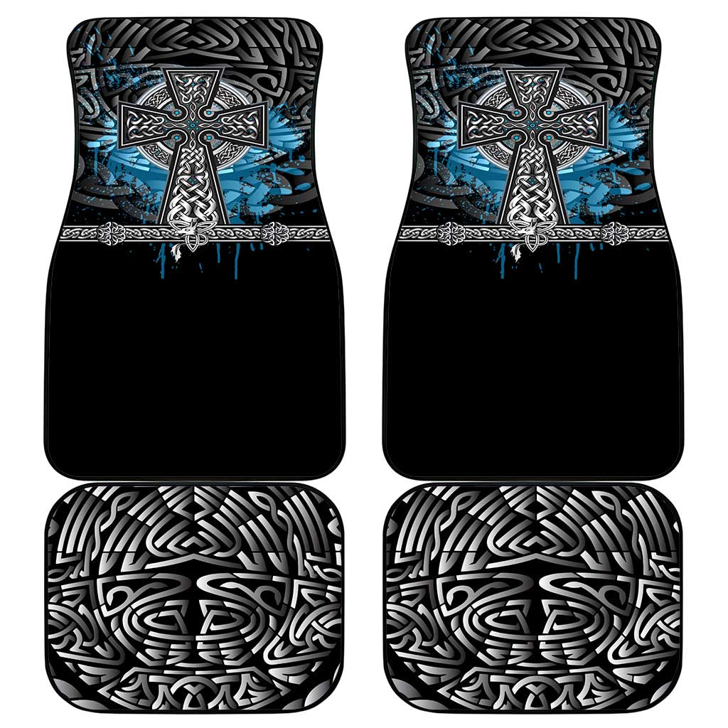 Thor Hammer Viking Car Mats with Celtic Knots and Blue Splatter Norse Heritage Tribute - Wonder Print Shop