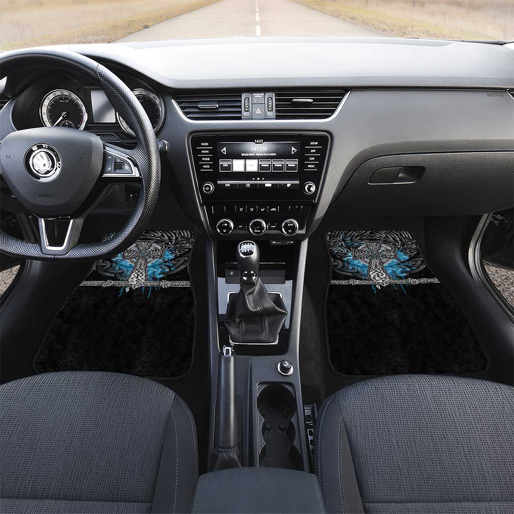 Thor Hammer Viking Car Mats with Celtic Knots and Blue Splatter Norse Heritage Tribute - Wonder Print Shop
