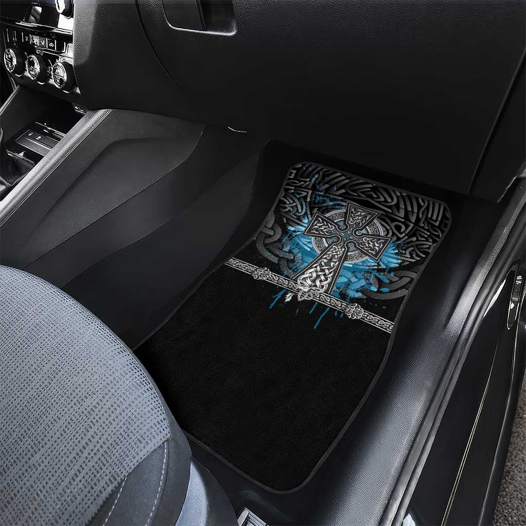 Thor Hammer Viking Car Mats with Celtic Knots and Blue Splatter Norse Heritage Tribute - Wonder Print Shop
