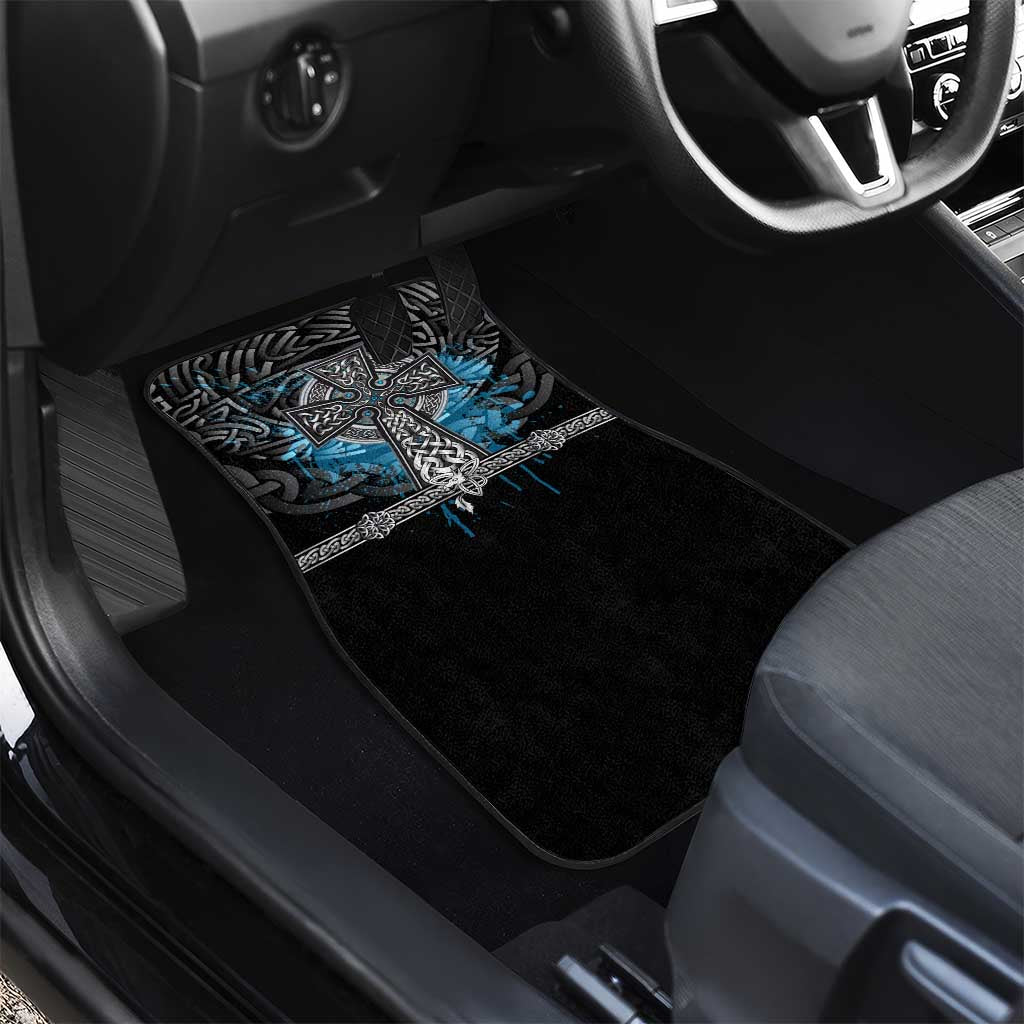 Thor Hammer Viking Car Mats with Celtic Knots and Blue Splatter Norse Heritage Tribute - Wonder Print Shop