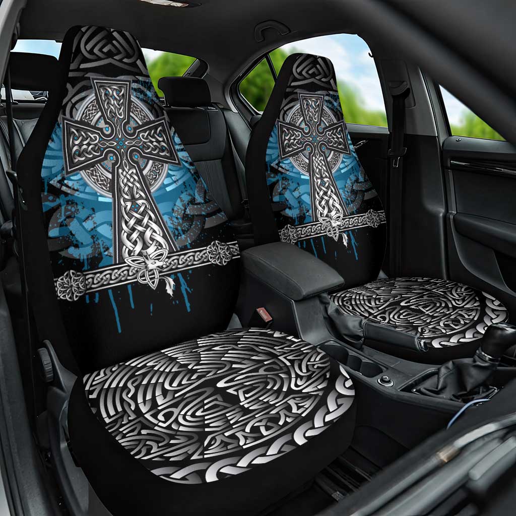 Thor Hammer Viking Car Seat Cover with Celtic Knots and Blue Splatter Norse Heritage Tribute - Wonder Print Shop