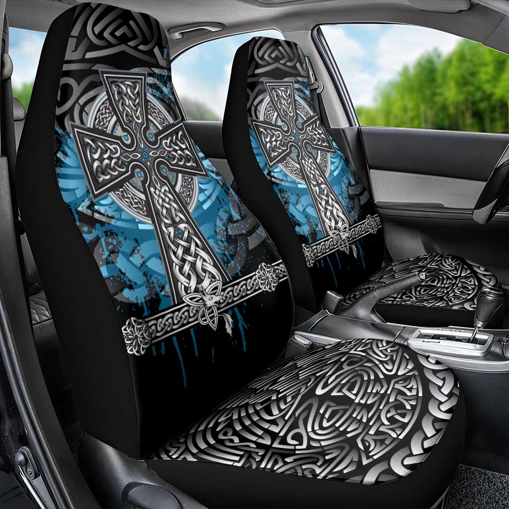 Thor Hammer Viking Car Seat Cover with Celtic Knots and Blue Splatter Norse Heritage Tribute - Wonder Print Shop