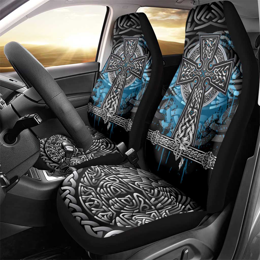 Thor Hammer Viking Car Seat Cover with Celtic Knots and Blue Splatter Norse Heritage Tribute - Wonder Print Shop