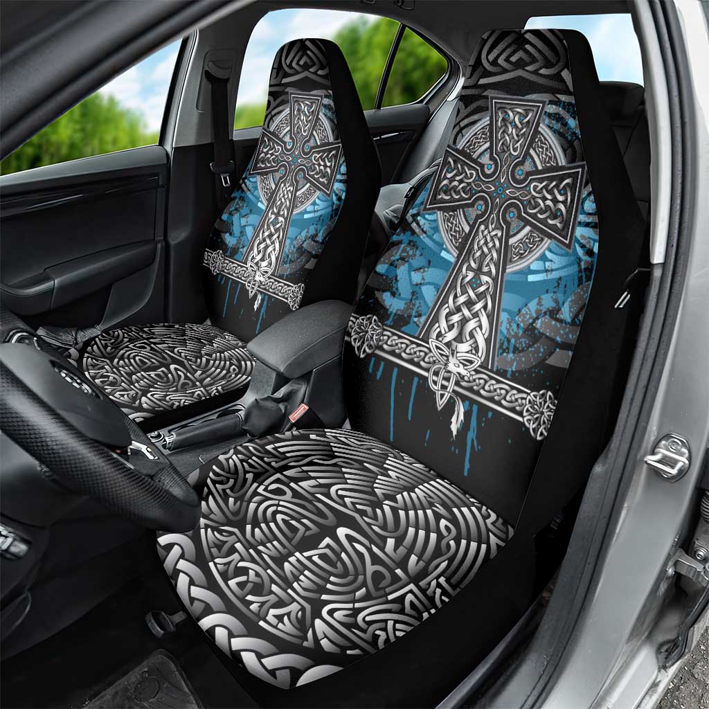 Thor Hammer Viking Car Seat Cover with Celtic Knots and Blue Splatter Norse Heritage Tribute - Wonder Print Shop