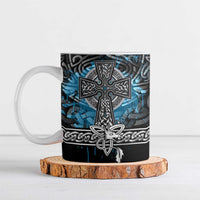 Thor Hammer Viking Ceramic Mug with Celtic Knots and Blue Splatter Norse Heritage Tribute - Wonder Print Shop