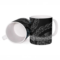 Thor Hammer Viking Ceramic Mug with Celtic Knots and Blue Splatter Norse Heritage Tribute - Wonder Print Shop