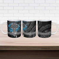 Thor Hammer Viking Ceramic Mug with Celtic Knots and Blue Splatter Norse Heritage Tribute - Wonder Print Shop