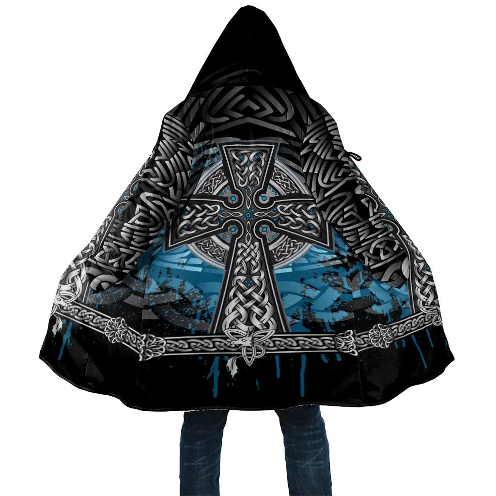 Thor Hammer Viking Cloak with Celtic Knots and Blue Splatter Norse Heritage Tribute - Wonder Print Shop