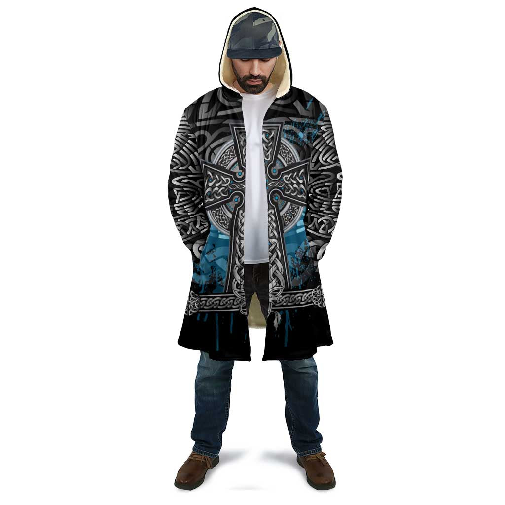 Thor Hammer Viking Cloak with Celtic Knots and Blue Splatter Norse Heritage Tribute - Wonder Print Shop